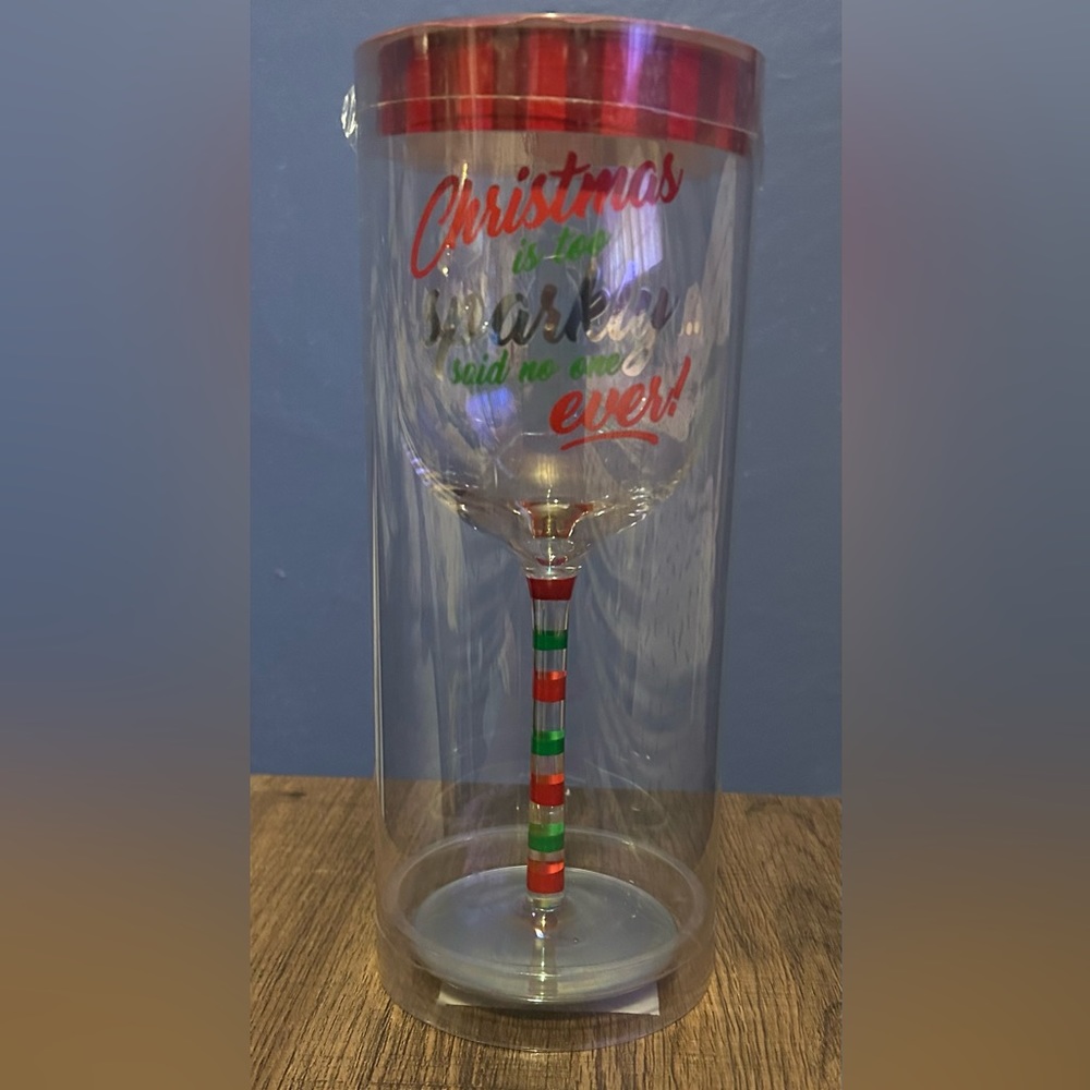 New in package- Raise the Bar hand embellished wine glass- 15 oz